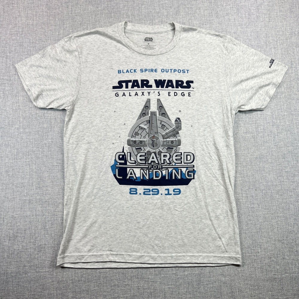 Star Wars Galaxy's Edge Black Spire Outpost T Shirt Mens Medium Opening Day Gray
